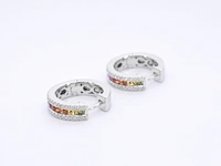 Witgouden oorbellen met multi colour saffieren en diamanten - afbeelding 6 van  7