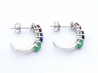 Witgouden oorbellen met multicolour edelstenen en diamant - afbeelding 5 van  6