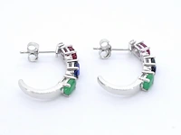 Witgouden oorbellen met multicolour edelstenen en diamant - afbeelding 5 van  7