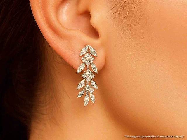 Witgouden oorbellen met natuurlijke diamanten 1.60 carat set 3 - afbeelding 8 van  8