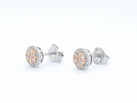 Witgouden oorbellen met natuurlijke roze en witte diamant - afbeelding 5 van  7