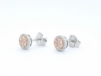 Witgouden oorbellen met natuurlijke roze en witte diamant - afbeelding 5 van  9