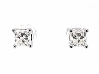 Witgouden oorbellen met princess geslepen diamanten 1.47 carat - afbeelding 1 van  9