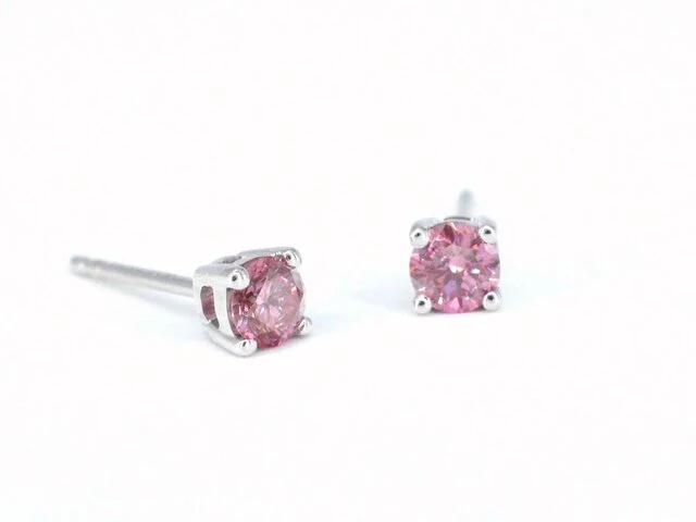 Witgouden oorbellen met roze diamanten (gecertificeerd) - afbeelding 1 van  9