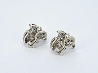 Witgouden oorclips met diamant en parels in vlindervorm - afbeelding 5 van  9