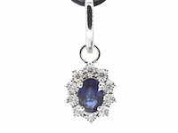 Witgouden oorhangers met natuurlijke diamanten en blauwe saffieren - afbeelding 5 van  10