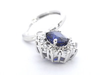 Witgouden oorhangers met natuurlijke diamanten en blauwe saffieren - afbeelding 6 van  10