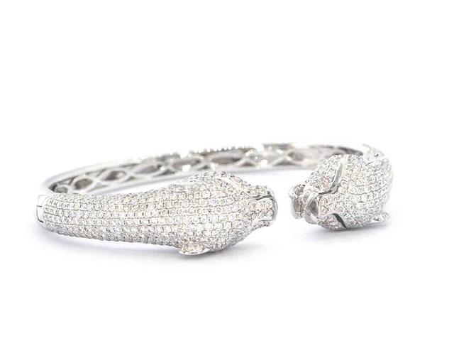 Witgouden panthere armband vol gezet met hoge kwaliteit natuurlijke diamanten - afbeelding 7 van  13