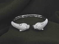 Witgouden panthere armband vol gezet met hoge kwaliteit natuurlijke diamanten - afbeelding 11 van  13