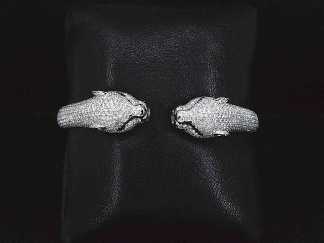 Witgouden panthere armband vol gezet met hoge kwaliteit natuurlijke diamanten - afbeelding 12 van  13