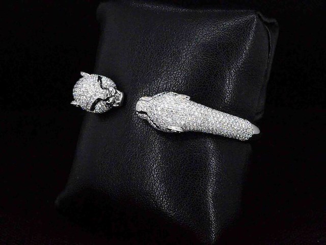 Witgouden panthere armband vol gezet met hoge kwaliteit natuurlijke diamanten - afbeelding 13 van  13