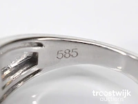 Witgouden pave ring met diamanten en robijn - afbeelding 5 van  6