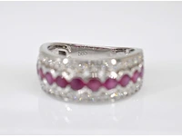 Witgouden pave ring met diamanten en robijn - afbeelding 4 van  7
