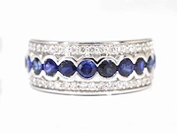 Witgouden pave ring met diamanten en saffier - afbeelding 1 van  8