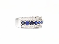 Witgouden pave ring met diamanten en saffier - afbeelding 3 van  8