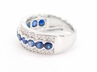 Witgouden pave ring met diamanten en saffier - afbeelding 4 van  8
