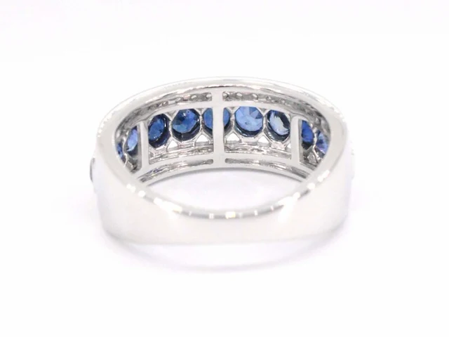 Witgouden pave ring met diamanten en saffier - afbeelding 5 van  8