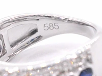 Witgouden pave ring met diamanten en saffier - afbeelding 6 van  8