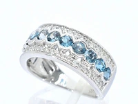 Witgouden pave ring met diamanten en topaas - afbeelding 5 van  11