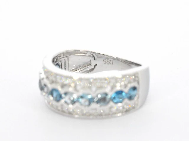 Witgouden pave ring met diamanten en topaas - afbeelding 11 van  11