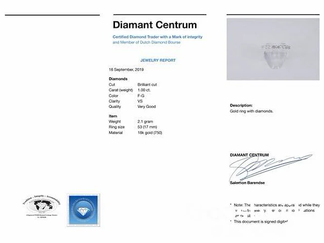 Witgouden rijring bezet met briljant geslepen diamanten - afbeelding 2 van  10