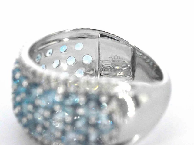 Witgouden rijring met topazen en diamanten - afbeelding 7 van  9