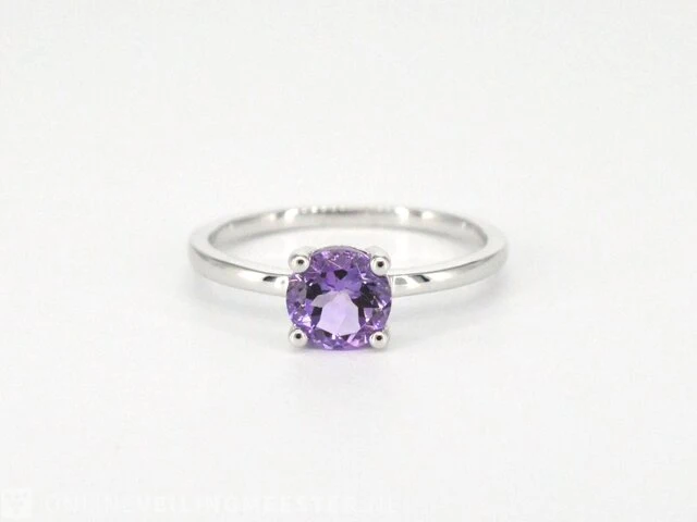 Witgouden ring met amethist - afbeelding 4 van  7