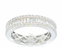 Witgouden ring met briljant en baguette diamanten - afbeelding 1 van  8