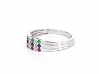 Witgouden ring met diamant en multicolour edelstenen - afbeelding 6 van  9