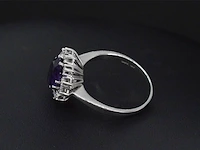 Witgouden ring met diamanten en amethist - afbeelding 5 van  9