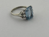 Witgouden ring met diamanten en aquamarijn - natuurlijk - afbeelding 4 van  7