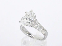 Witgouden ring met diamanten en een druppelvorm briljant geslepen diamant van 4.00 carat - afbeelding 5 van  10