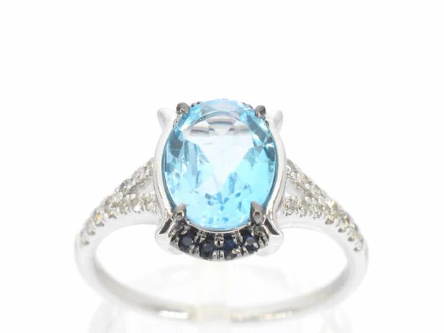 Witgouden ring met diamanten en mooie edelstenen - afbeelding 1 van  11