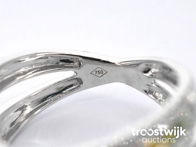 Witgouden ring met diamanten en multicolour saffieren - afbeelding 2 van  10