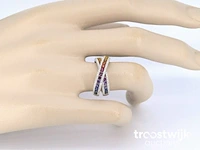 Witgouden ring met diamanten en multicolour saffieren - afbeelding 4 van  10