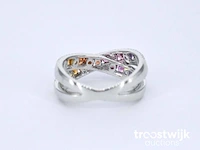 Witgouden ring met diamanten en multicolour saffieren - afbeelding 8 van  10