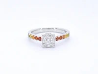 Witgouden ring met diamanten en multicolour saffieren - afbeelding 8 van  11