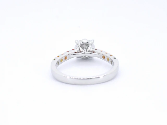 Witgouden ring met diamanten en multicolour saffieren - afbeelding 9 van  11