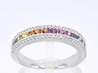 Witgouden ring met diamanten en multicolour saffieren - afbeelding 1 van  11