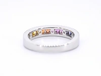 Witgouden ring met diamanten en multicolour saffieren - afbeelding 7 van  11