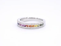 Witgouden ring met diamanten en multicolour saffieren - afbeelding 8 van  11