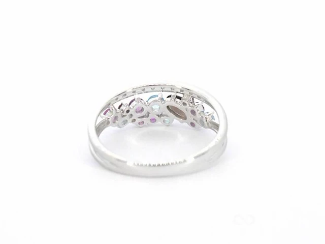 Witgouden ring met diamanten en prachtige edelstenen - afbeelding 7 van  9