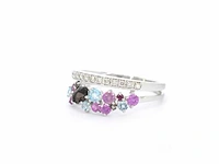 Witgouden ring met diamanten en prachtige edelstenen - afbeelding 8 van  9