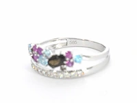 Witgouden ring met diamanten en prachtige edelstenen - afbeelding 9 van  9