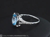 Witgouden ring met diamanten en prachtige edelstenen - afbeelding 2 van  6