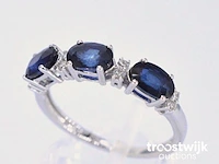Witgouden ring met diamanten en saffier - afbeelding 4 van  9