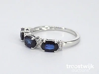 Witgouden ring met diamanten en saffier - afbeelding 8 van  9