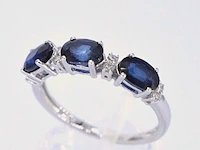 Witgouden ring met diamanten en saffier - afbeelding 6 van  11