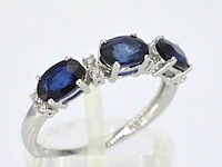 Witgouden ring met diamanten en saffier - afbeelding 7 van  11