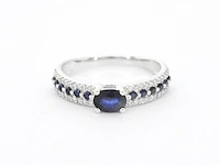 Witgouden ring met diamanten en saffieren - afbeelding 6 van  9